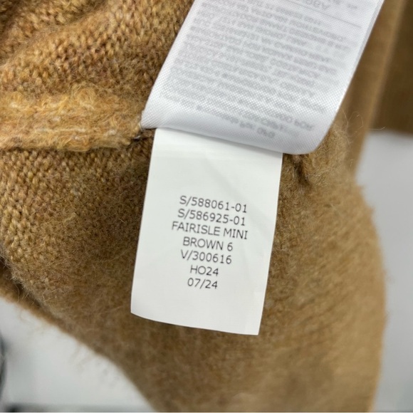 Gap Fair Isle mini Sweater knit Dress, tan gray white Sz M mock neck long sleeve - Picture 6 of 8